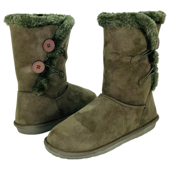 Sugar Marty Army Green Microfiber Suede Over The Ankle Womens Cozy Boots Size 8M - Picture 10 of 12